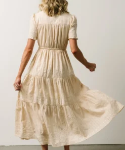 IL Lucy Button Front Midi Dress | Vintage Cream Midi Dresses 10 IL Lucy Button Front Midi Dress | Vintage Cream Midi Dresses