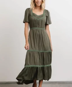 POL Lumi Tiered Maxi Dress | Dusty Green Dresses