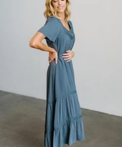 POL Lumi Tiered Maxi Dress | Slate