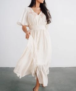 FT Dresses Luz Embroidered Maxi Dress | Natural