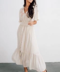 FT Dresses Luz Embroidered Maxi Dress | Natural