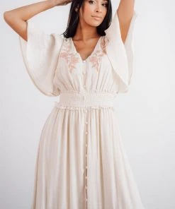 FT Dresses Luz Embroidered Maxi Dress | Natural