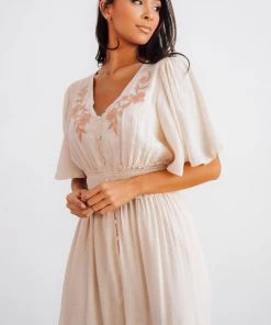 FT Dresses Luz Embroidered Maxi Dress | Natural