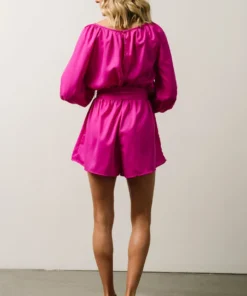 FT Vacation Madrigal Peasant Romper | Magenta