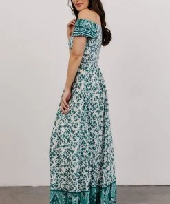 DD Dresses Mae Off Shoulder Maxi Dress | Teal Floral