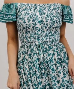 DD Dresses Mae Off Shoulder Maxi Dress | Teal Floral