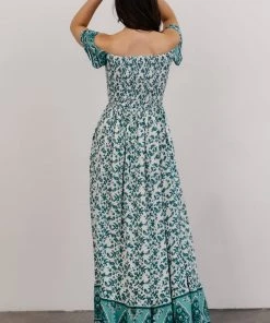 DD Dresses Mae Off Shoulder Maxi Dress | Teal Floral