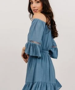 Magnolia Off Shoulder Mini Dress | French Blue