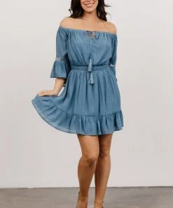 Magnolia Off Shoulder Mini Dress | French Blue