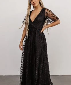 BB Custom Marseille Embossed Maxi Dress | Black