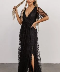 BB Custom Marseille Embossed Maxi Dress | Black