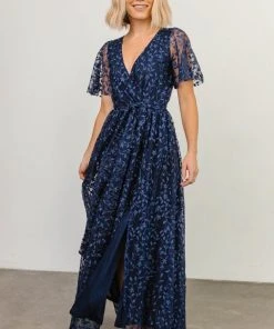 BB Custom Dresses Marseille Embossed Maxi Dress | Blue