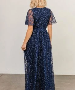BB Custom Dresses Marseille Embossed Maxi Dress | Blue