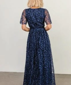 BB Custom Dresses Marseille Embossed Maxi Dress | Blue