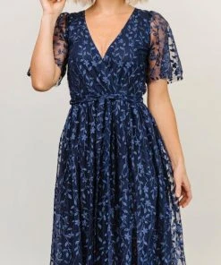 BB Custom Dresses Marseille Embossed Maxi Dress | Blue