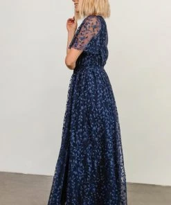 BB Custom Dresses Marseille Embossed Maxi Dress | Blue
