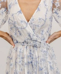 BB Custom Marseille Embossed Maxi Dress | Blue Blossom