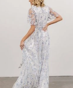 BB Custom Marseille Embossed Maxi Dress | Blue Blossom