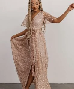 BB Custom Marseille Embossed Maxi Dress | Champagne Dresses