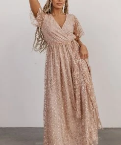 BB Custom Marseille Embossed Maxi Dress | Champagne Dresses