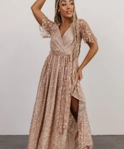 BB Custom Marseille Embossed Maxi Dress | Champagne Dresses