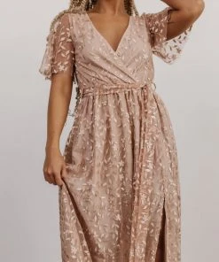 BB Custom Marseille Embossed Maxi Dress | Champagne Dresses