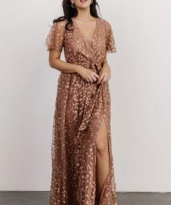 BB Custom Marseille Embossed Maxi Dress | Nude Rose
