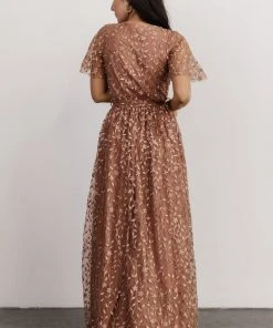 BB Custom Marseille Embossed Maxi Dress | Nude Rose