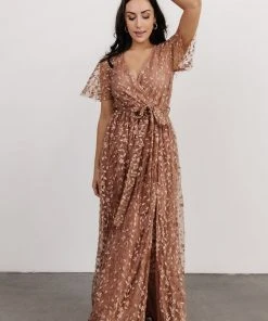 BB Custom Marseille Embossed Maxi Dress | Nude Rose