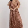 BB Custom Marseille Embossed Maxi Dress | Nude Rose