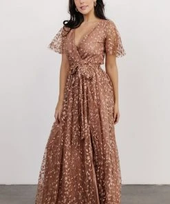 BB Custom Marseille Embossed Maxi Dress | Nude Rose