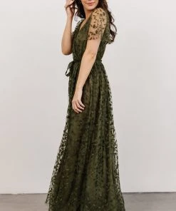 BB Custom Marseille Embossed Maxi Dress | Olive