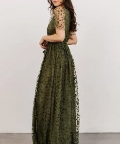 BB Custom Marseille Embossed Maxi Dress | Olive