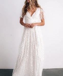 BB Custom Marseille Embossed Maxi Dress | White Dresses