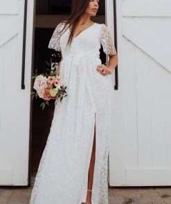 BB Custom Marseille Embossed Maxi Dress | White Dresses