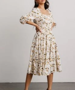 BB Custom Dresses Marta Smocked Midi Dress | Golden Floral