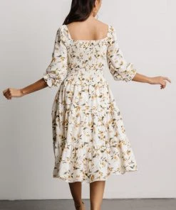 BB Custom Dresses Marta Smocked Midi Dress | Golden Floral