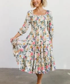 BB Custom Dresses Marta Smocked Midi Dress | Multi Floral