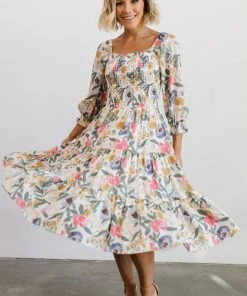 BB Custom Dresses Marta Smocked Midi Dress | Multi Floral