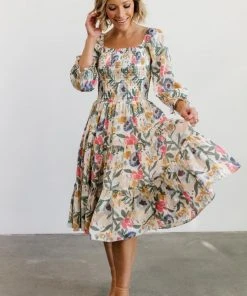 BB Custom Dresses Marta Smocked Midi Dress | Multi Floral