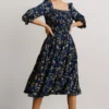 BB Custom Marta Smocked Midi Dress | Navy Floral Dresses