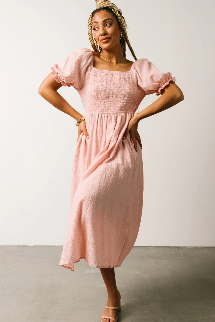 HAY Martha Smocked Midi Dress | Dusty Pink Dresses 3 HAY Martha Smocked Midi Dress | Dusty Pink Dresses