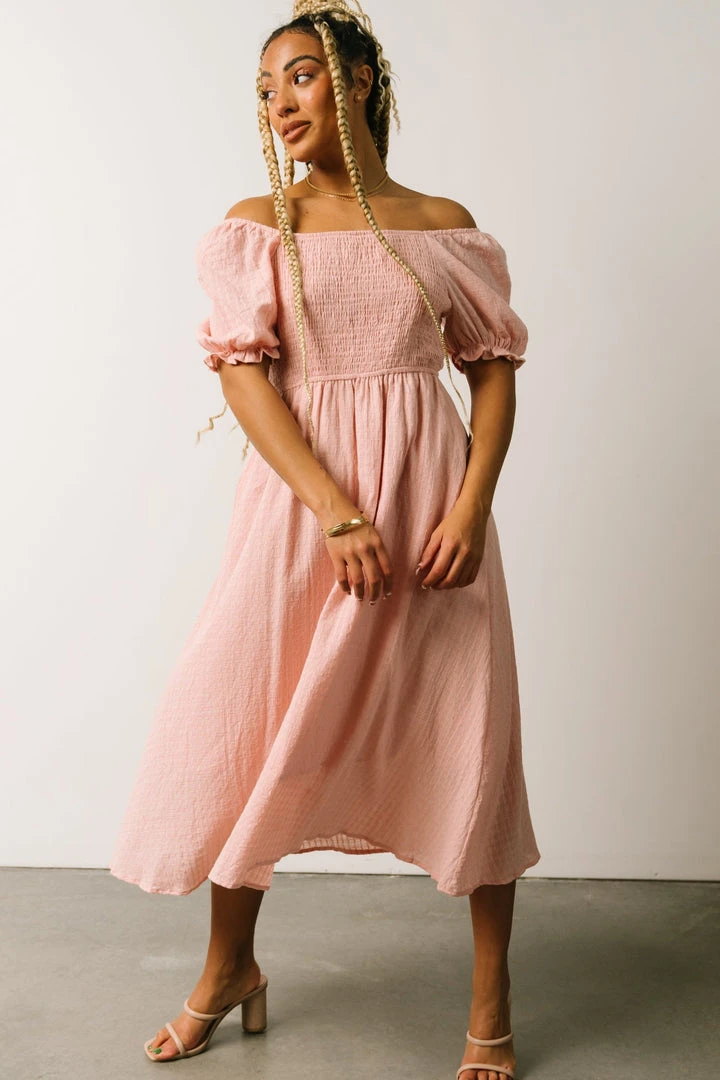 HAY Martha Smocked Midi Dress | Dusty Pink Dresses 4 HAY Martha Smocked Midi Dress | Dusty Pink Dresses