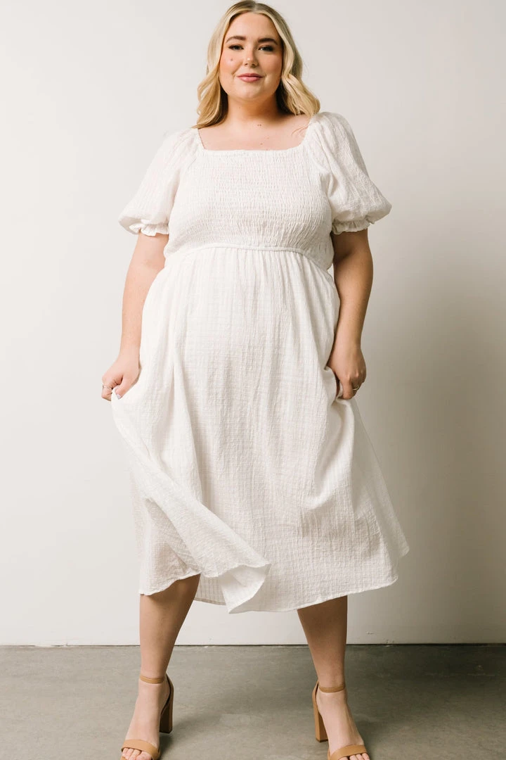 HAY Martha Smocked Midi Dress | Off White 3 HAY Martha Smocked Midi Dress | Off White