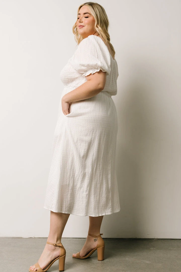 HAY Martha Smocked Midi Dress | Off White 5 HAY Martha Smocked Midi Dress | Off White