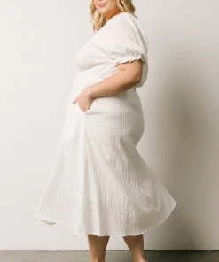 HAY Martha Smocked Midi Dress | Off White 10 HAY Martha Smocked Midi Dress | Off White