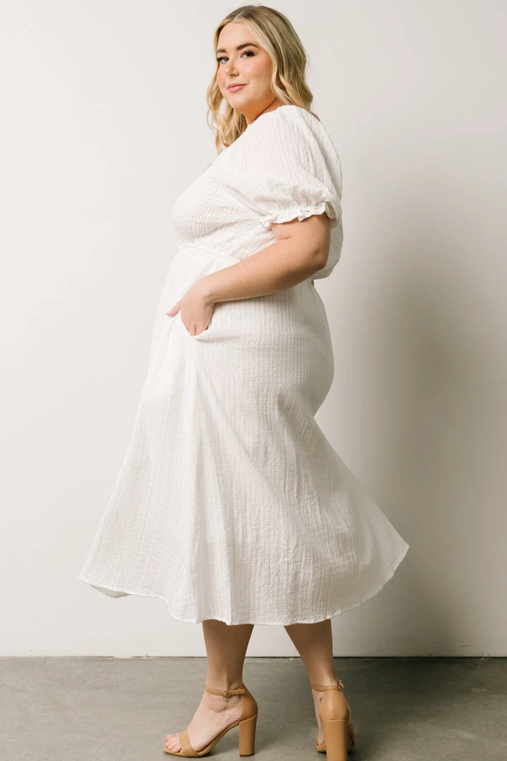 HAY Martha Smocked Midi Dress | Off White 4 HAY Martha Smocked Midi Dress | Off White