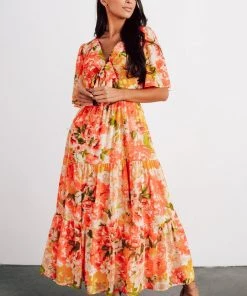 FT Matilda Tiered Maxi Dress | Red Floral Dresses