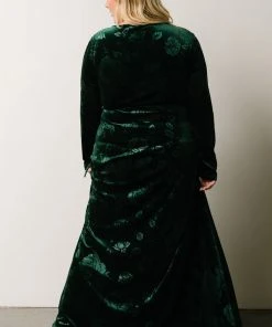 BB Custom Maxi Dresses Matthews Embossed Velvet Maxi Dress | Emerald