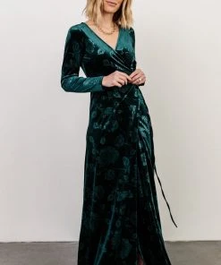 BB Custom Dresses Matthews Embossed Velvet Maxi Dress | Jade